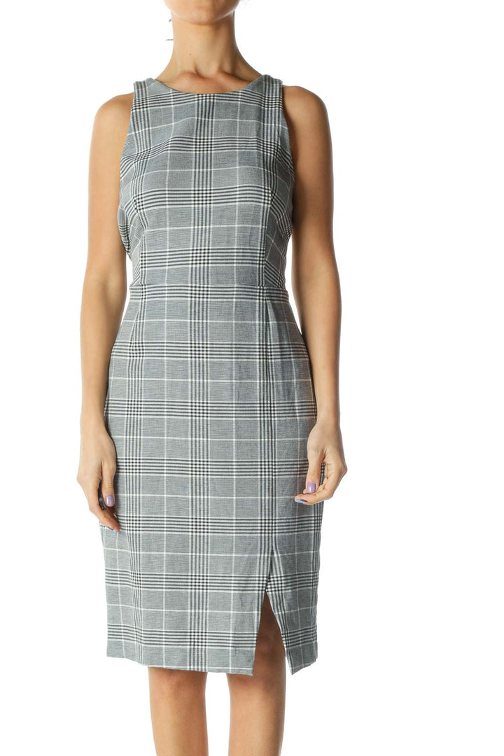 Gray Plaid Work Dress