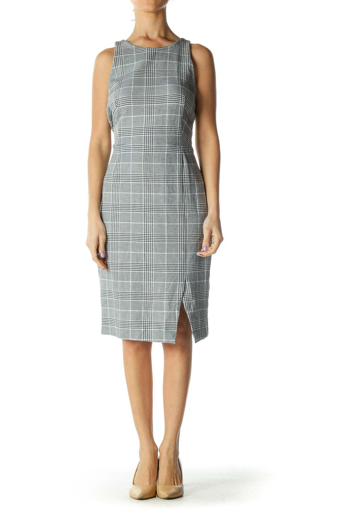 Gray Plaid Work Dress