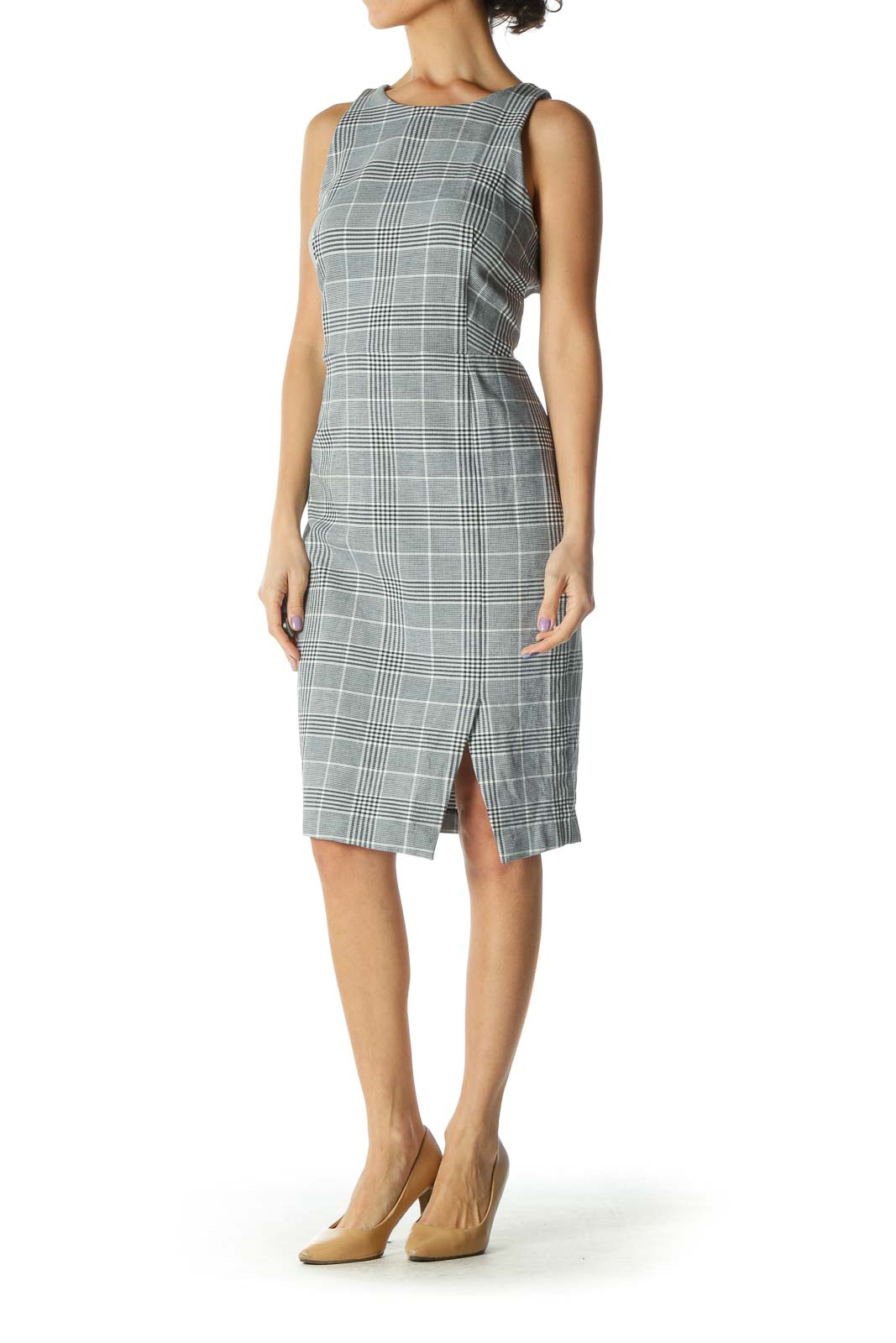 Gray Plaid Work Dress