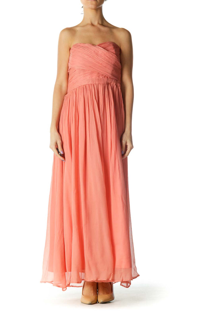 Pink Strapless Evening Gown