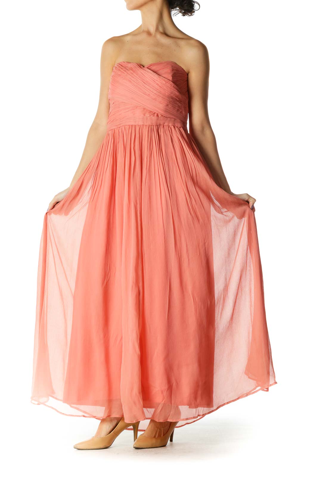 Pink Strapless Evening Gown