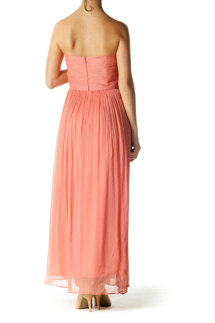 Pink Strapless Evening Gown