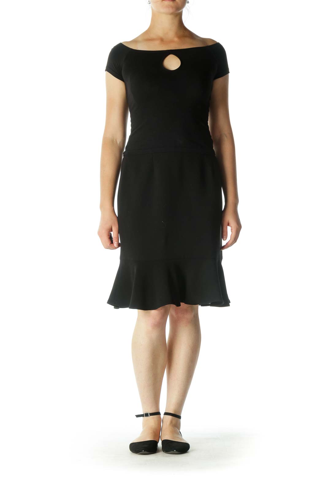 Black Flared Pencil Skirt