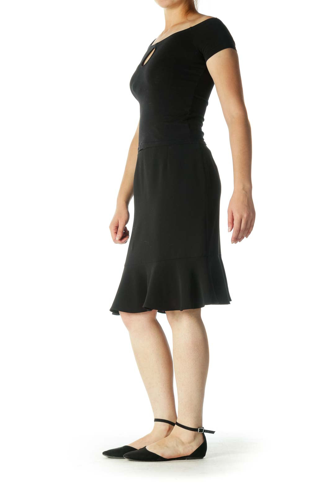 Black Flared Pencil Skirt