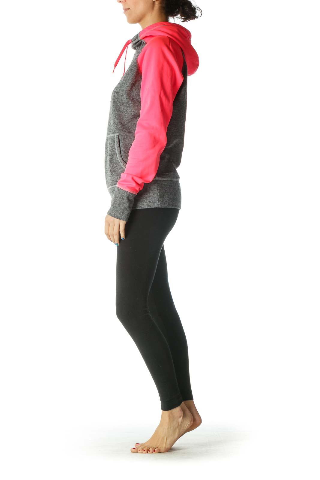 Gray and Neon Pink Hooded Sports Jacket