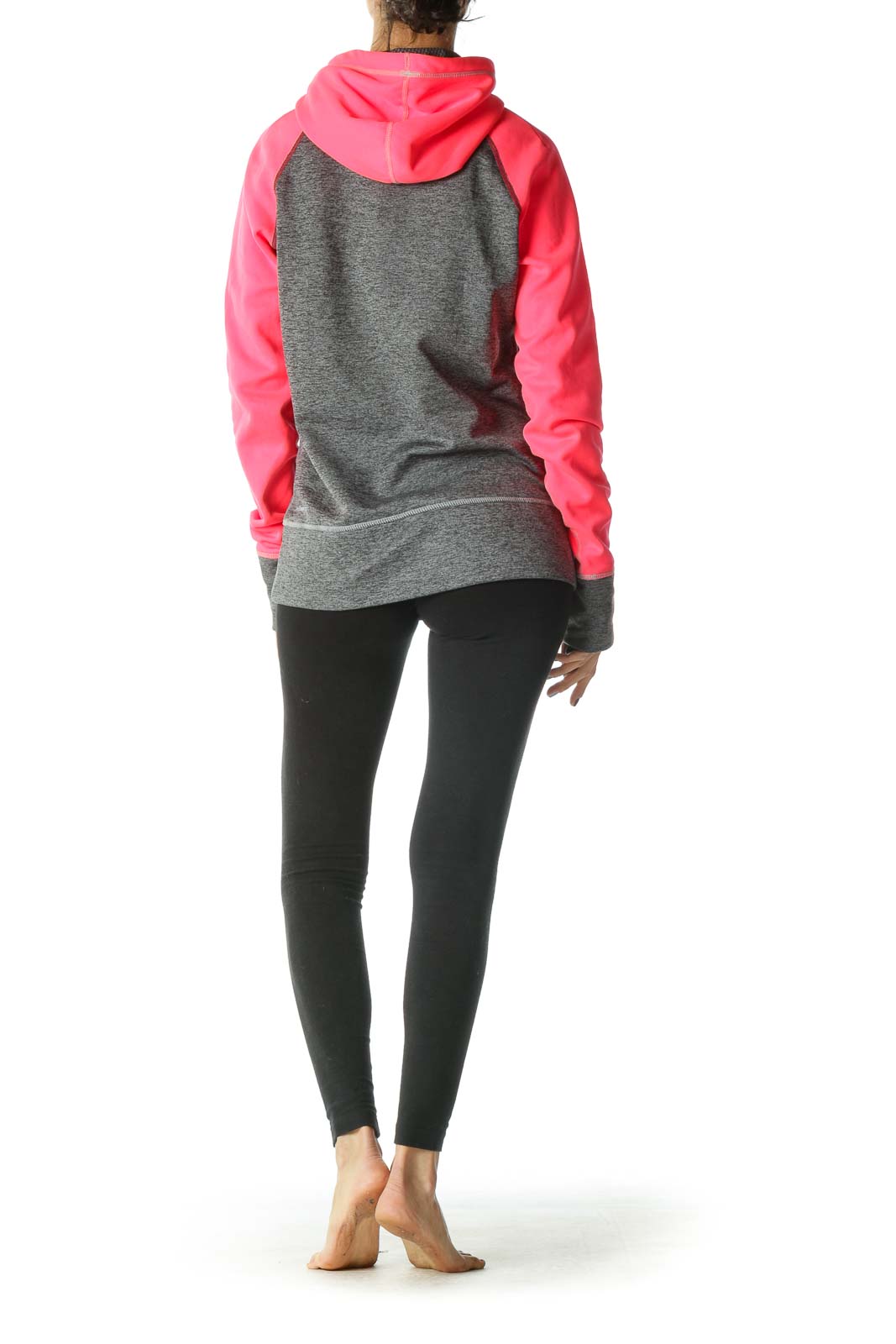 Gray and Neon Pink Hooded Sports Jacket