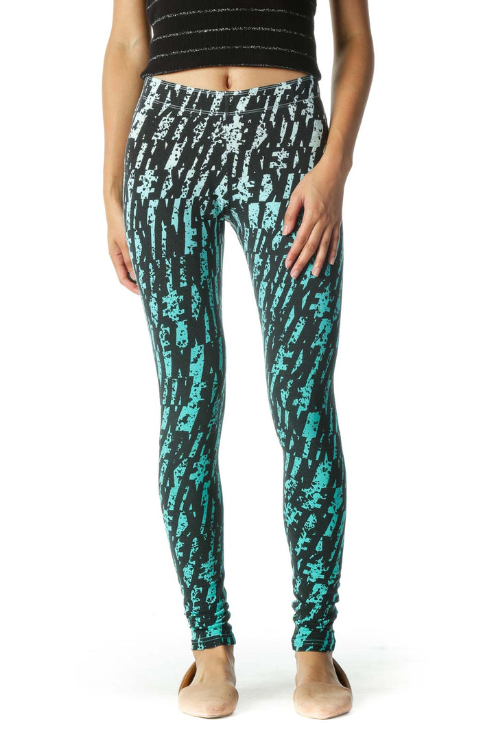 Black and Blue Print Leggings