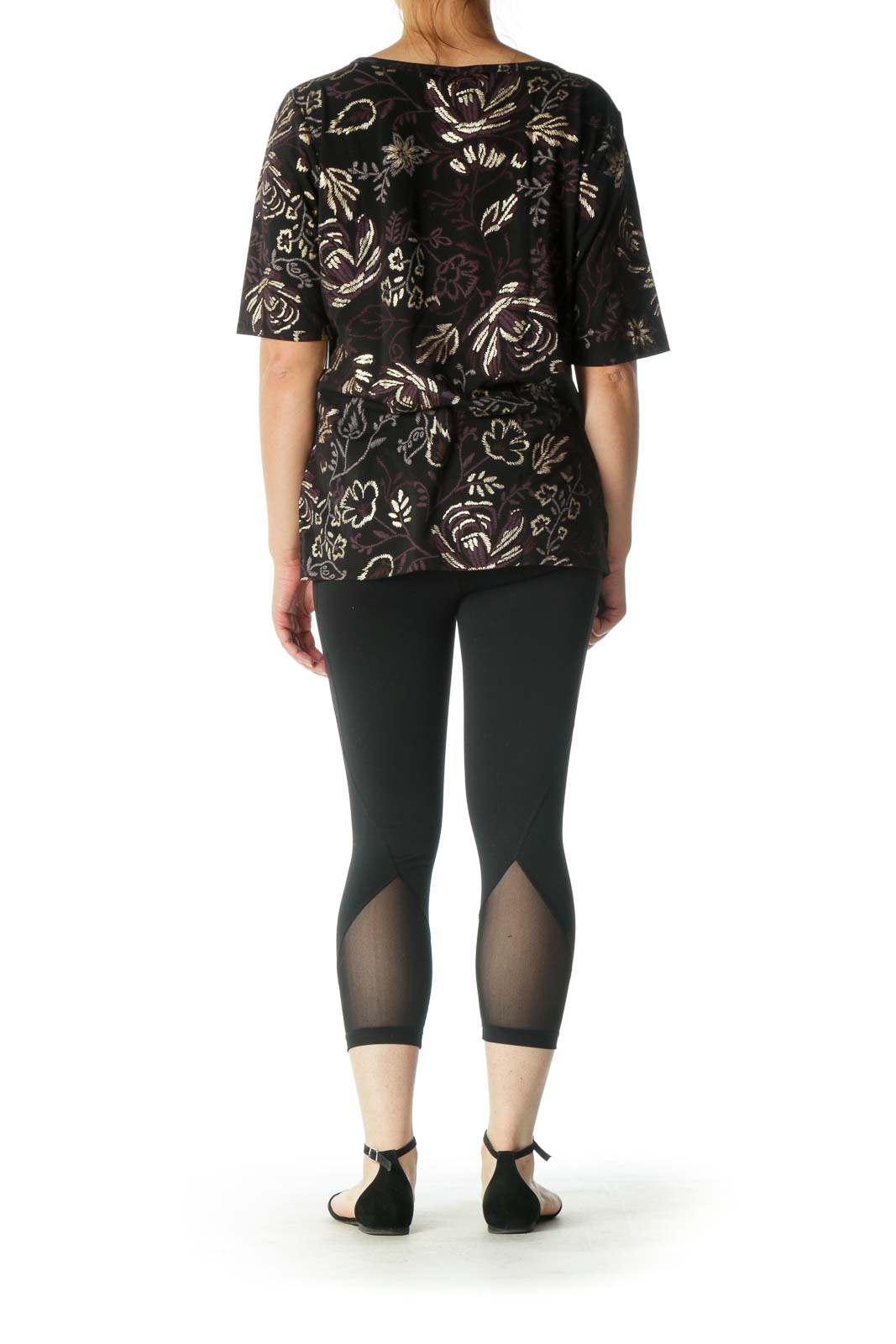 Black Multicolor Floral T-Shirt