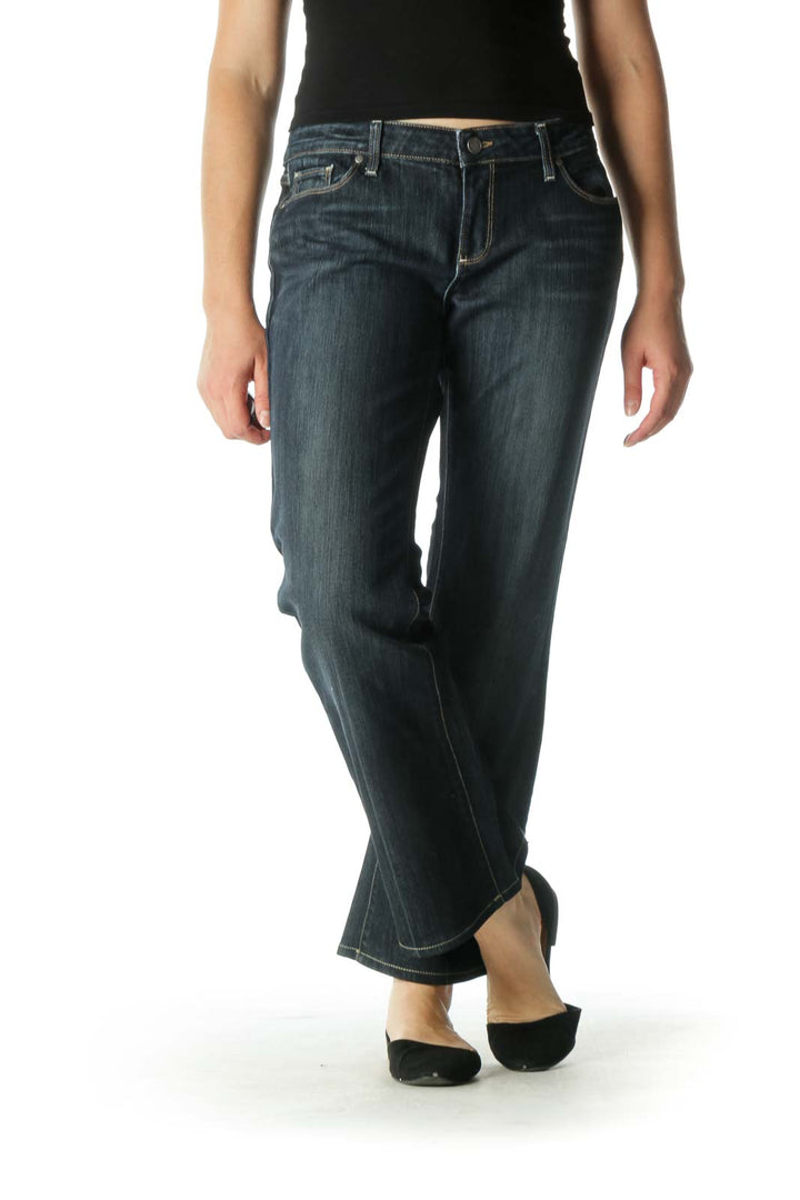 Blue Dark Wash Flared Jeans