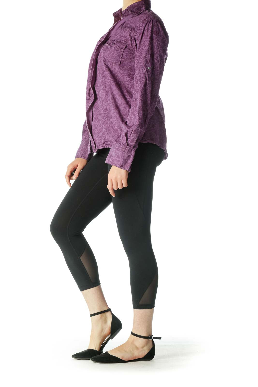 Purple Button-Down Blouse