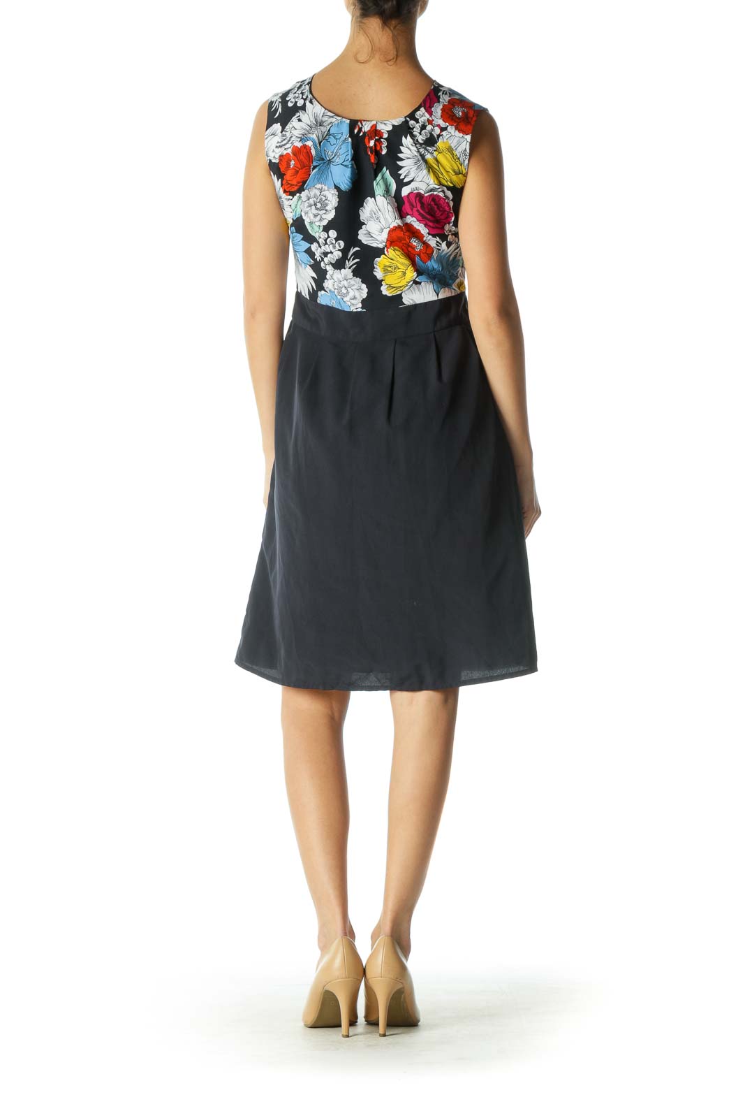 Navy Multicolor Work Dress