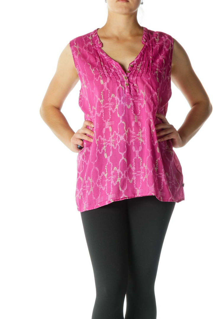 Pink and Cream Print Sleeveless Tunic