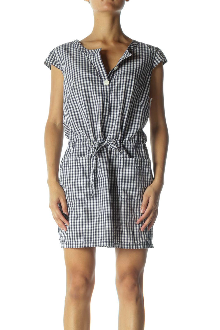 Navy Plaid Day Dress