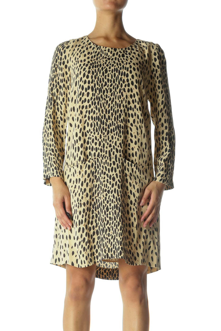 Black and Brown Print Shift Dress