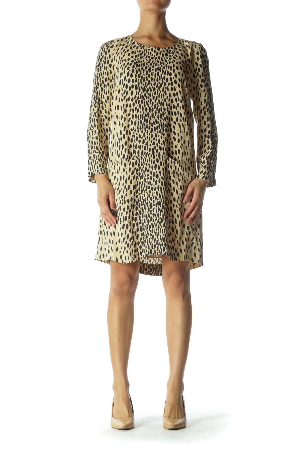 Black and Brown Print Shift Dress