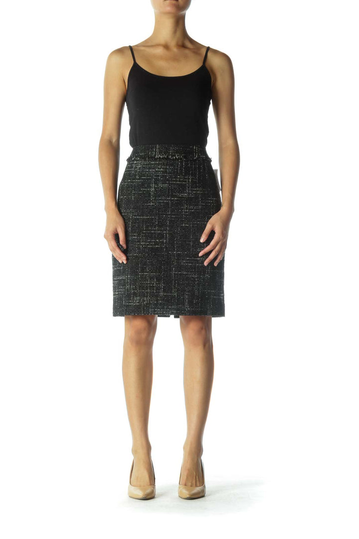 Black and Gray Knit Pencil Skirt