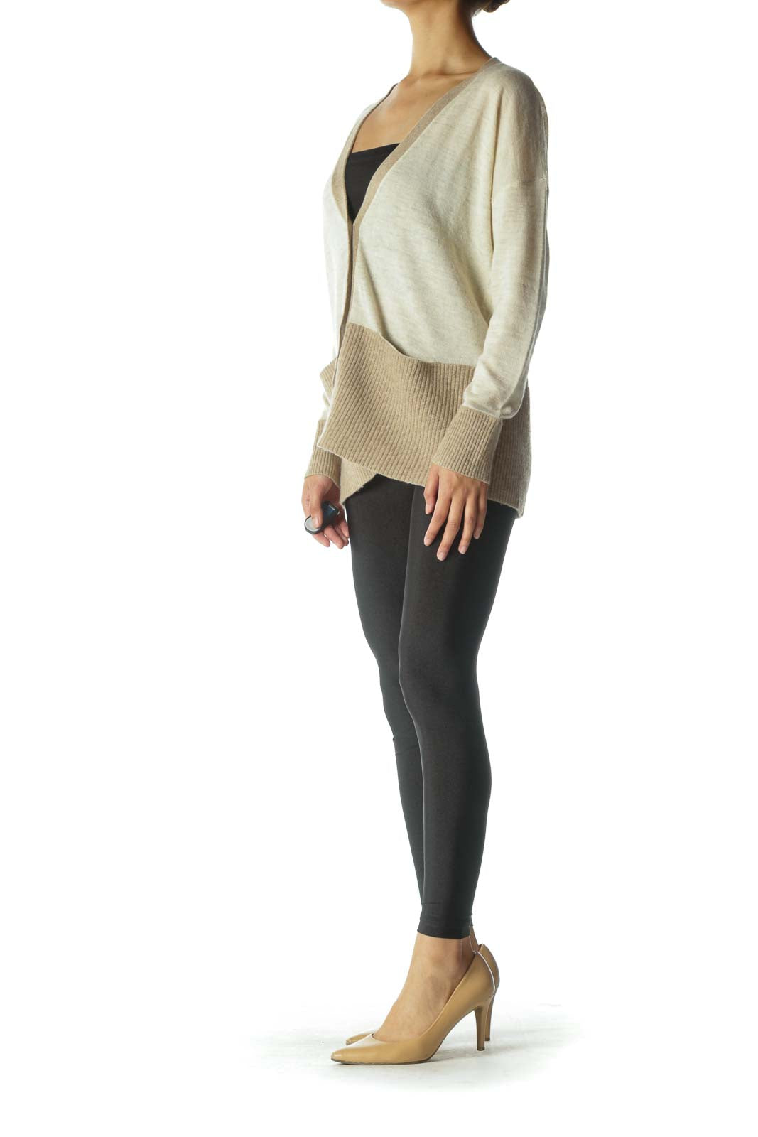 Brown and Cream Oversized Knit Cardigan