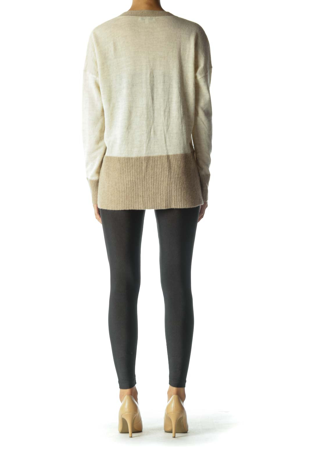 Brown and Cream Oversized Knit Cardigan