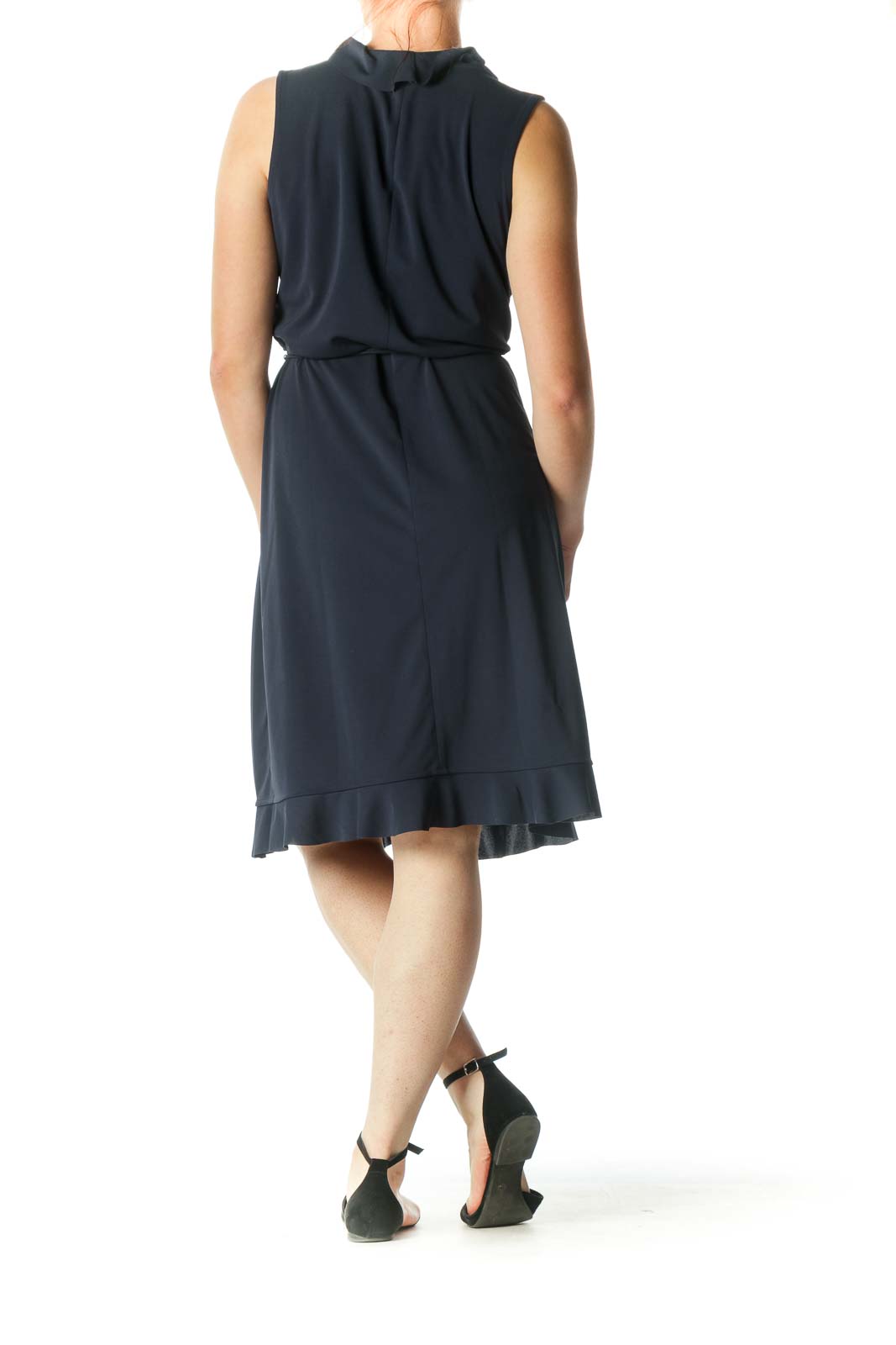 Blue Flared Detail Wrap Dress