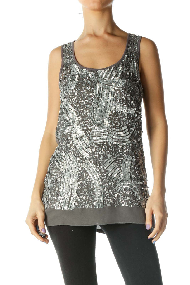 Gray Sequined Tank