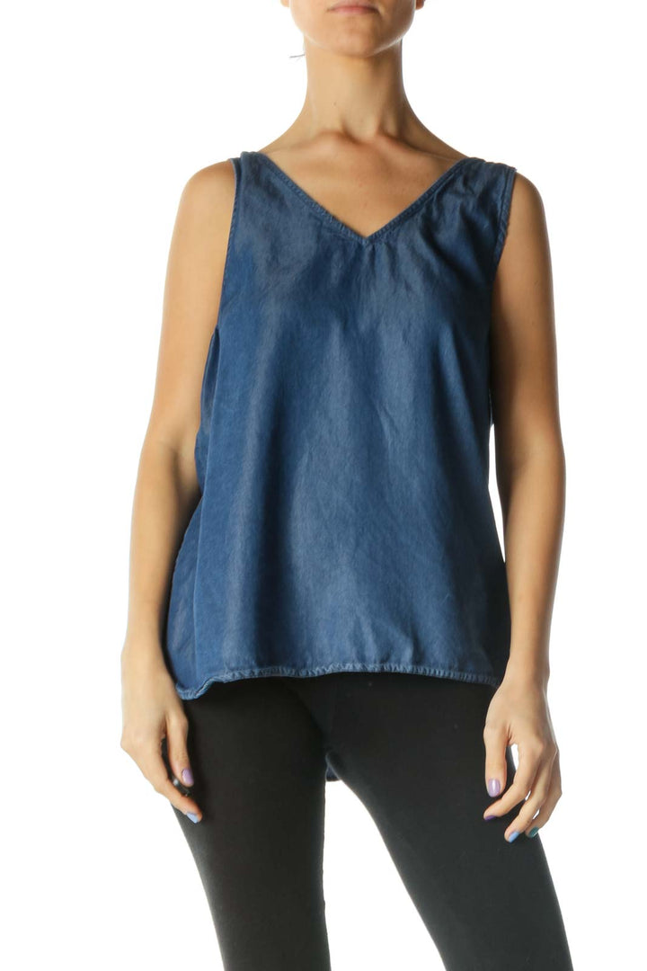 Blue Faux Denim Tank