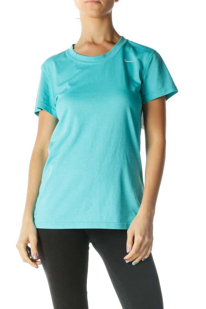 Blue Round Neck Short Sleeve T-Shirt