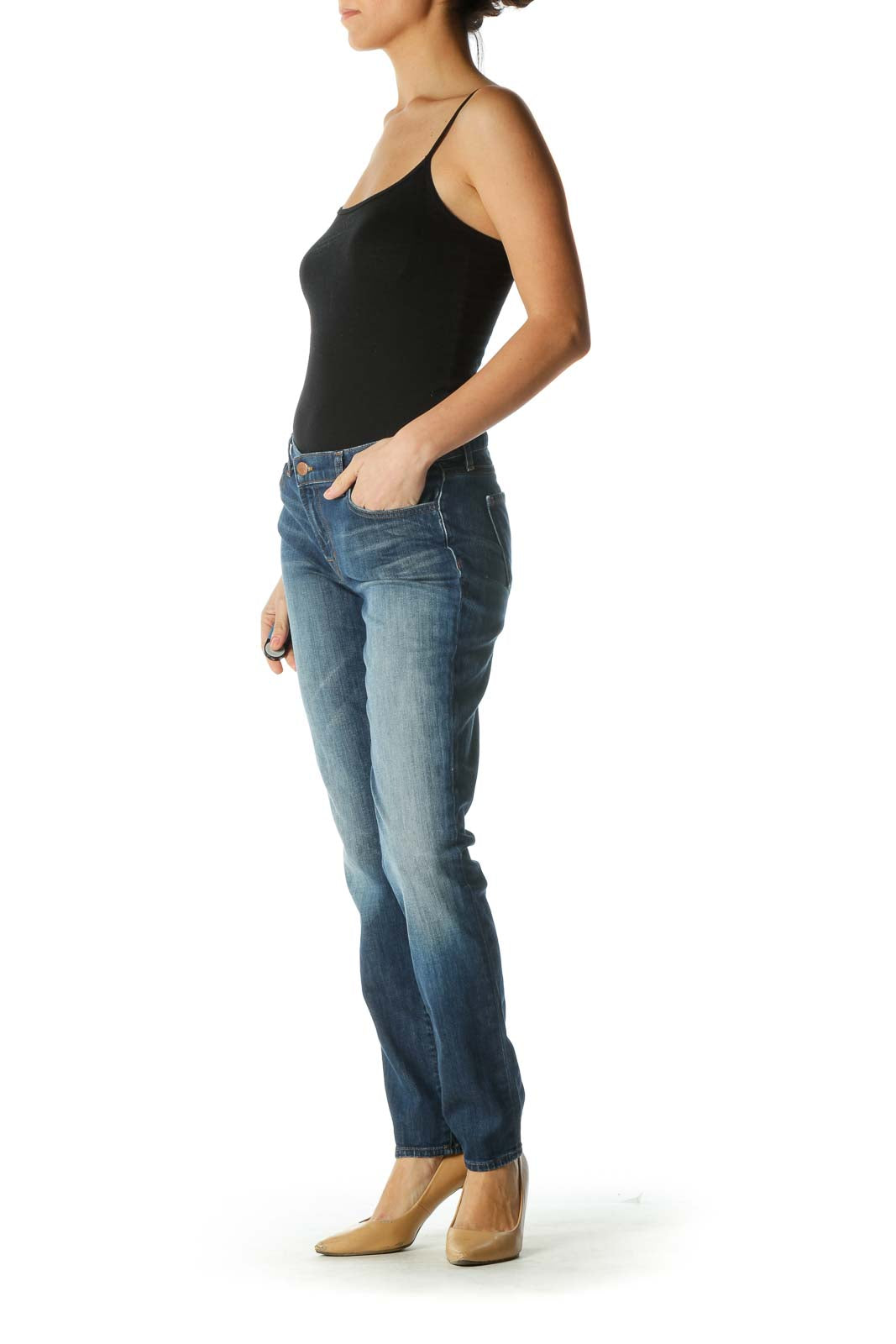 Blue Medium Wash Straight Leg Jeans