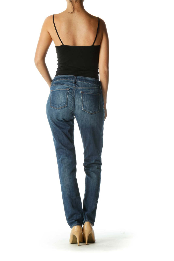 Blue Medium Wash Straight Leg Jeans