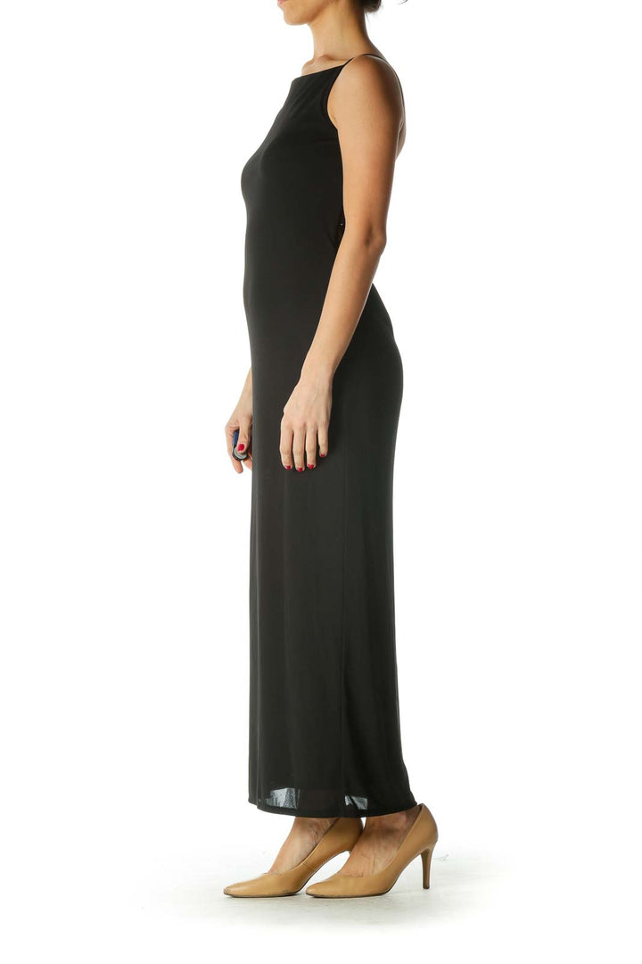 Black Maxi Evening Dress with Back Detail