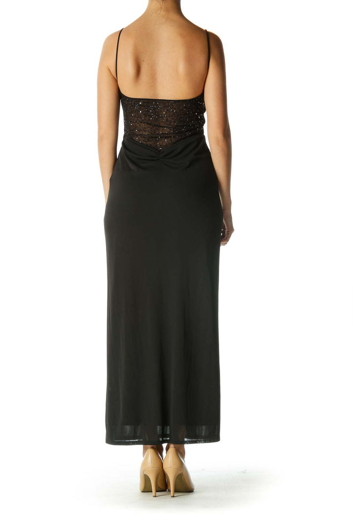 Black Maxi Evening Dress with Back Detail