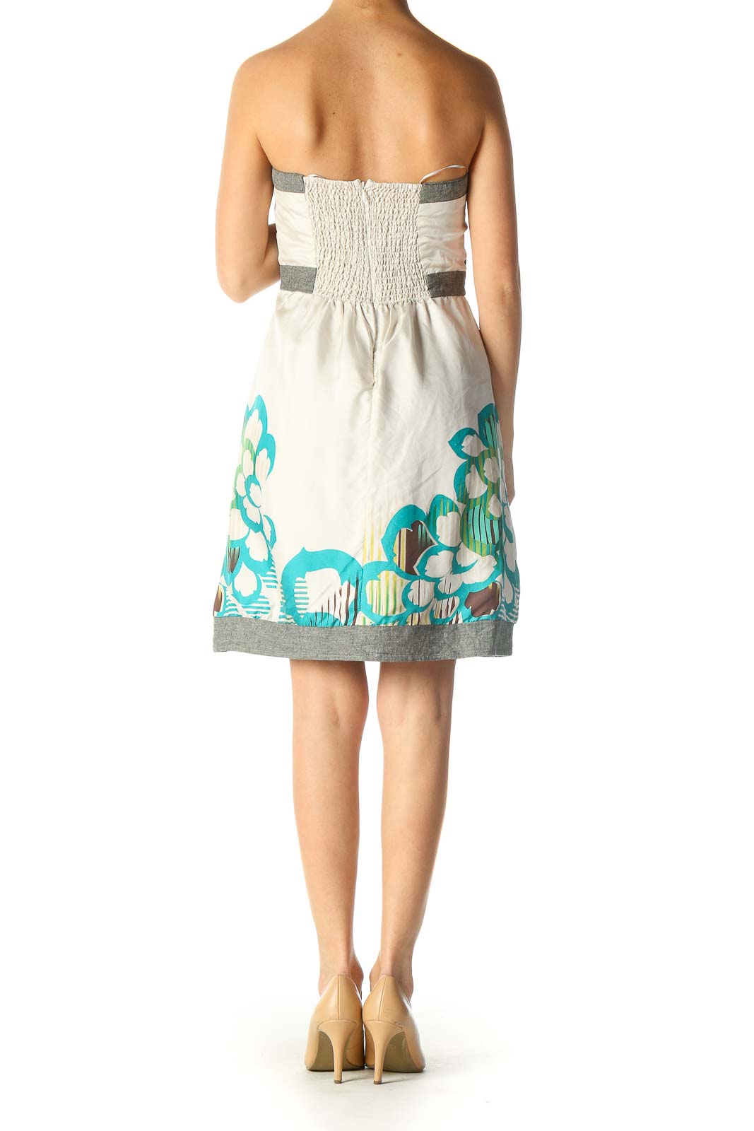 White Graphic Print Chic A-Line Dress