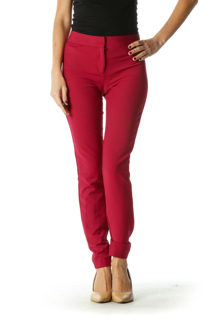 Red Casual Leggings Pant