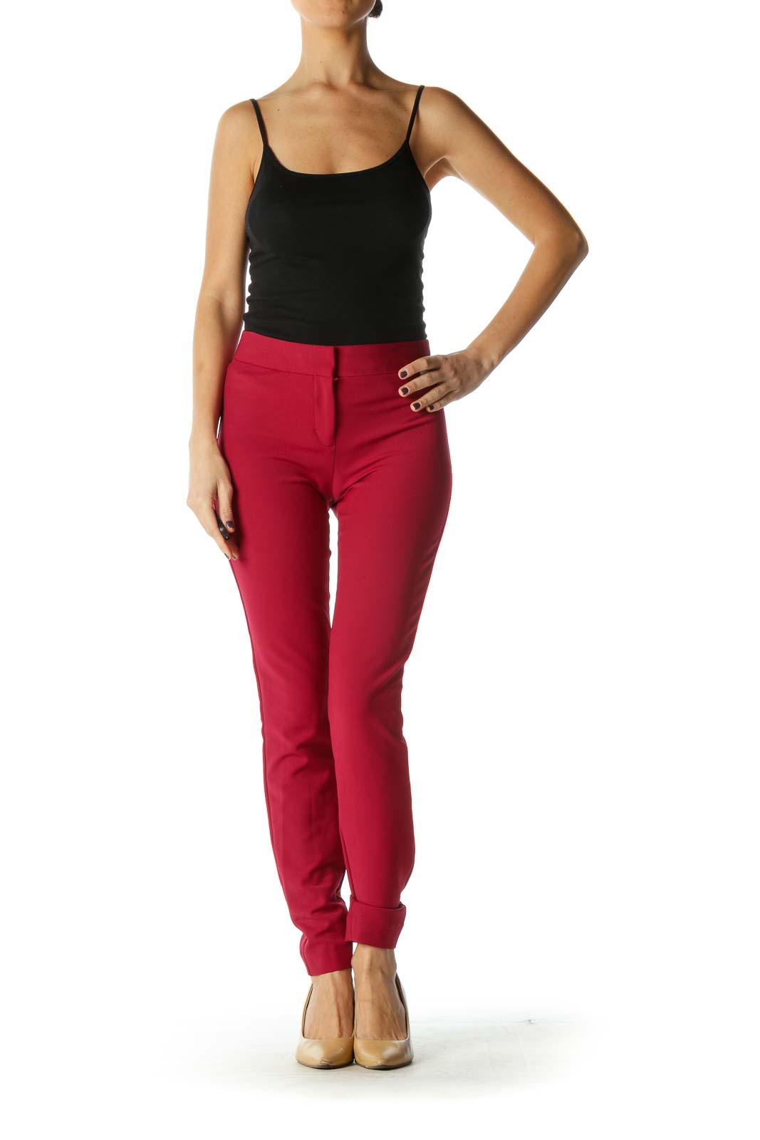 Red Casual Leggings Pant