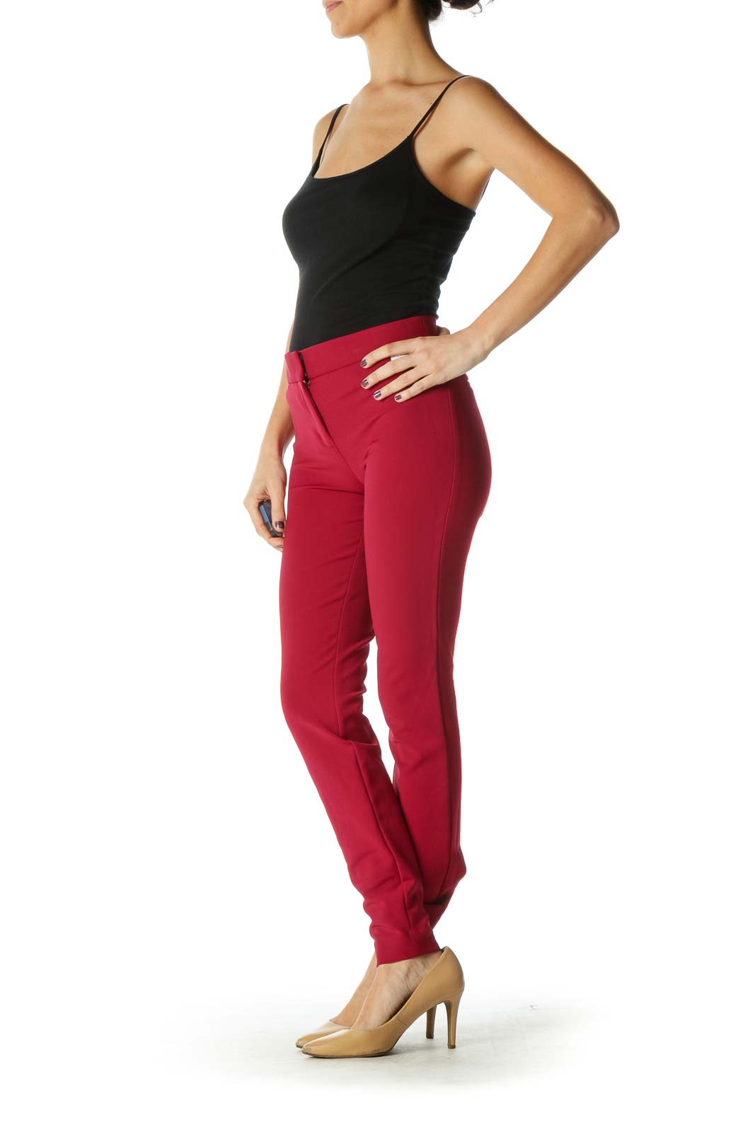 Red Casual Leggings Pant