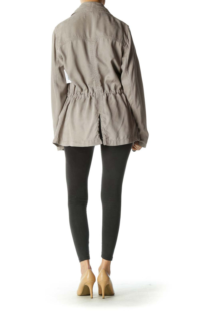 Gray Long Sleeve Parka Jacket