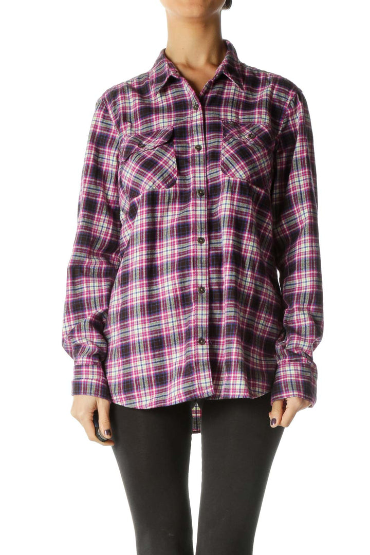 Purple Check Collared Shirt