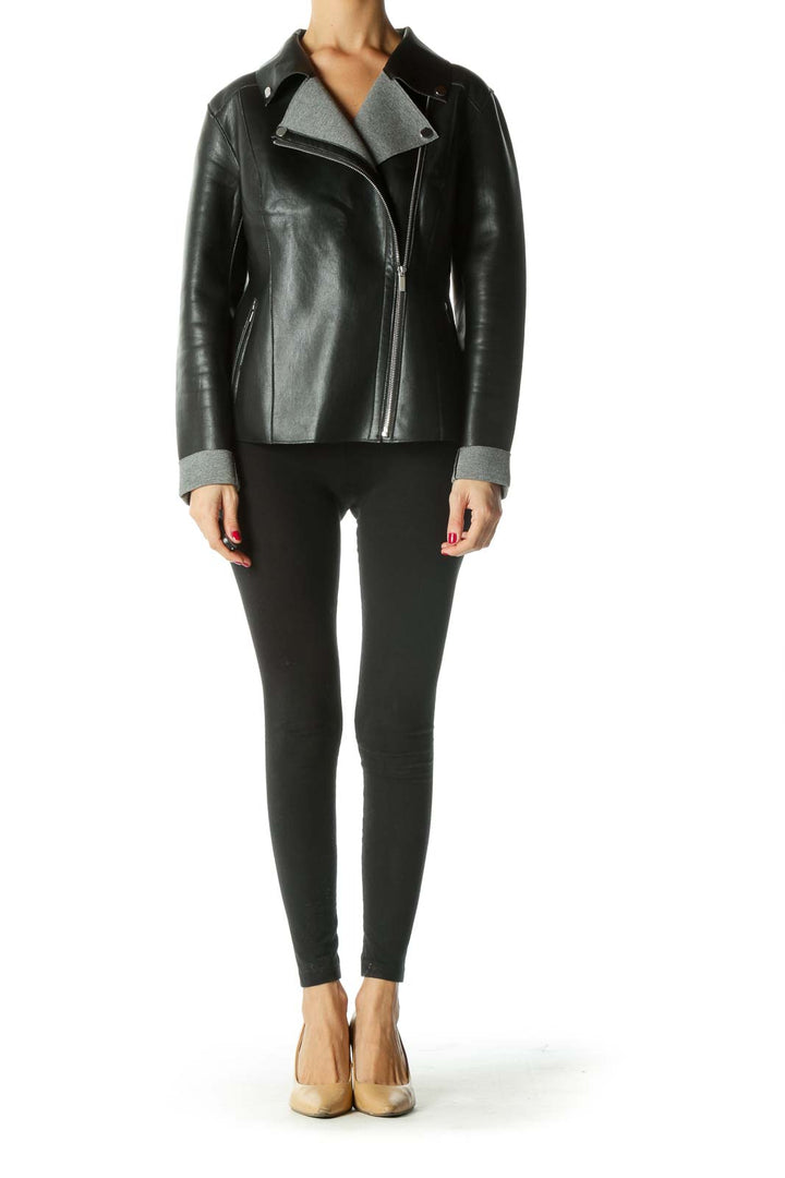 Black Faux-Leather Moto Jacket