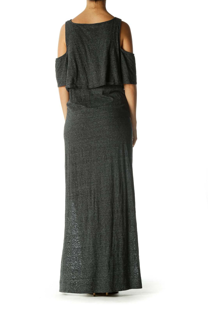 Gray Cold Shoulder Maxi Dress