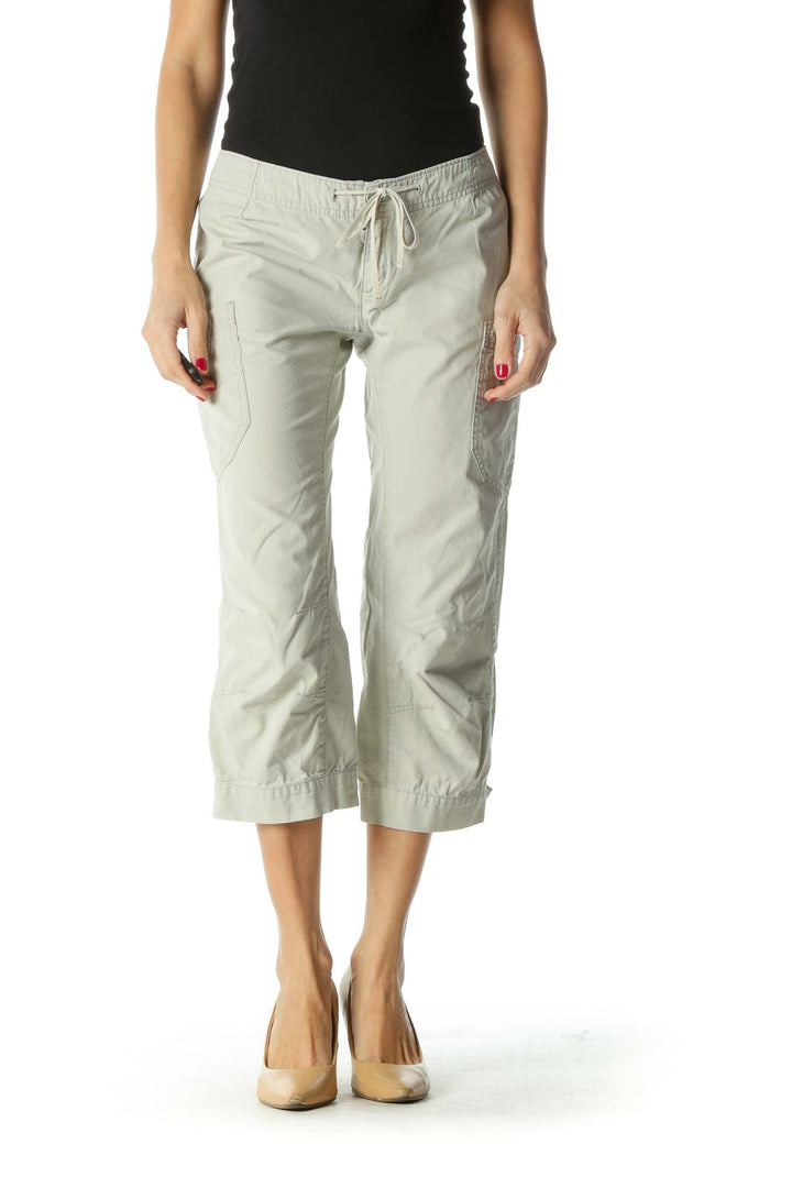 Beige 100% Organic Cotton Capri Pants