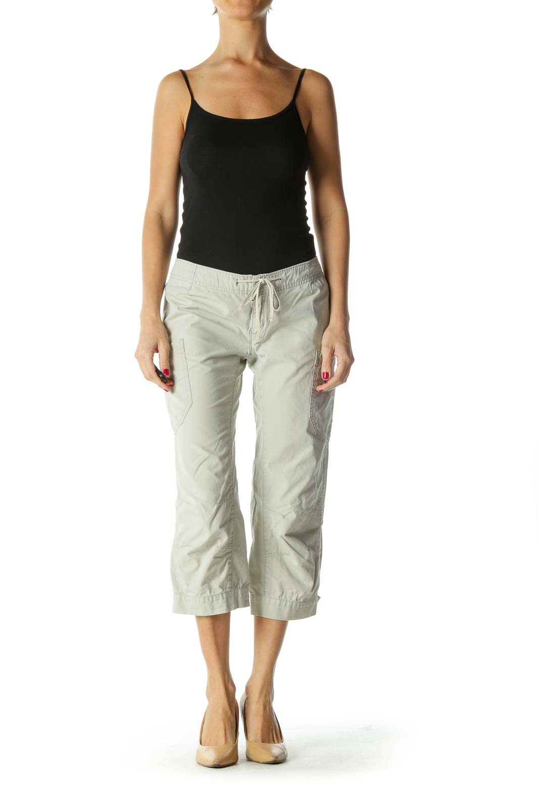 Beige 100% Organic Cotton Capri Pants