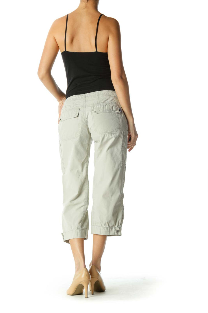 Beige 100% Organic Cotton Capri Pants