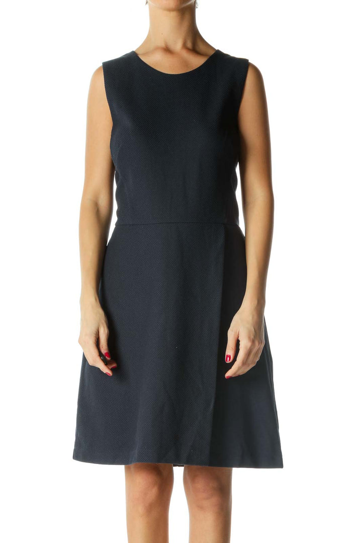 Navy Textured Work Dress