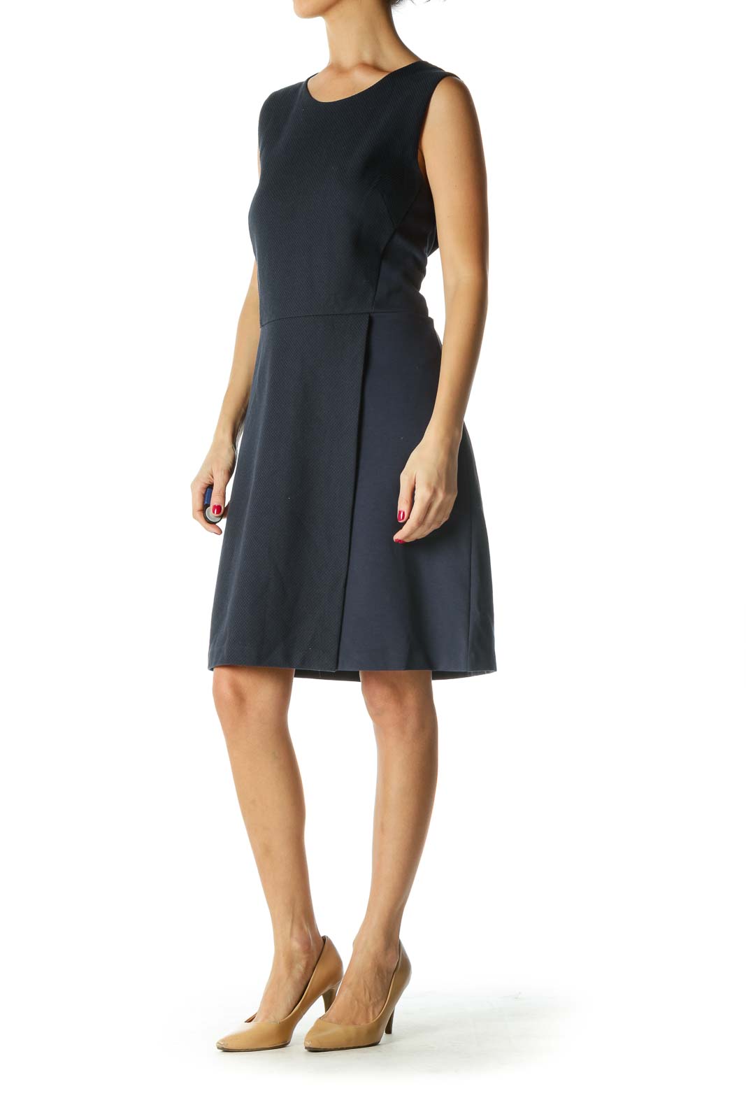 Navy Textured Work Dress