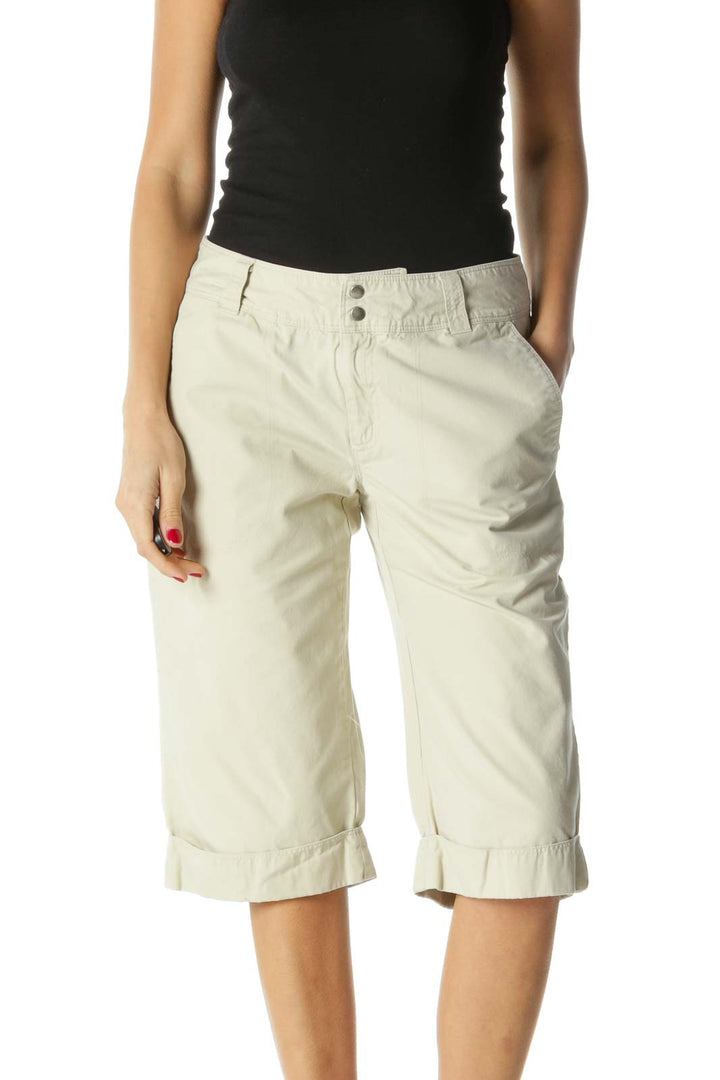 Beige 100% Organic Cotton Bermuda Shorts