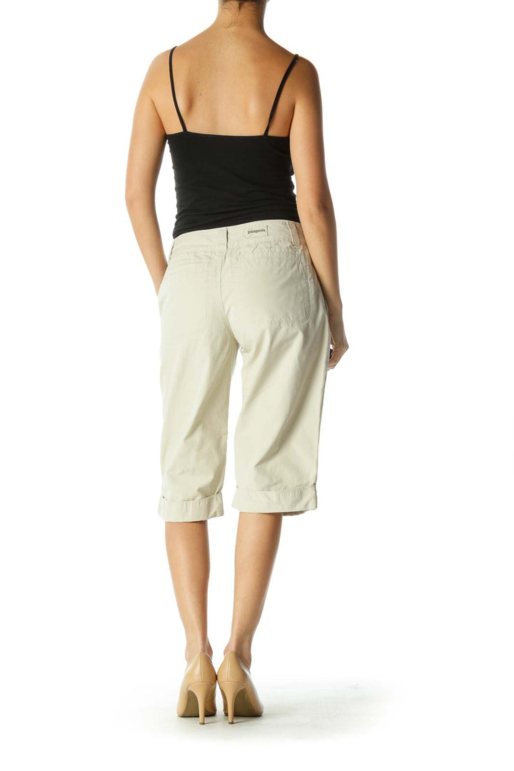 Beige 100% Organic Cotton Bermuda Shorts