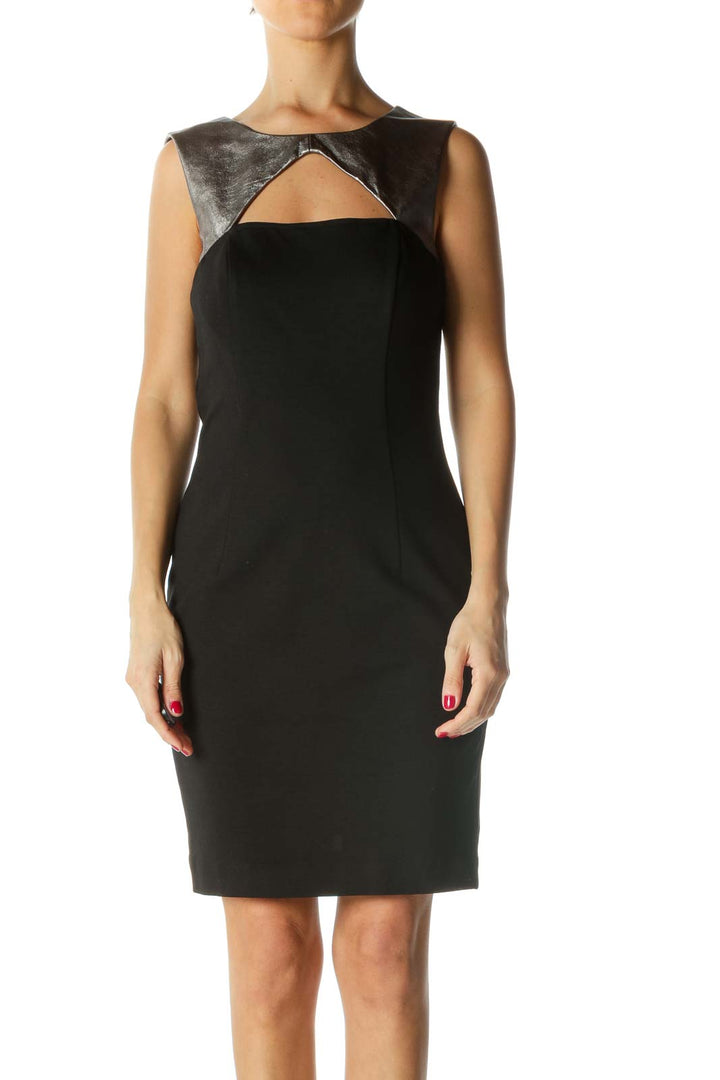 Black and Silver Cut-Out Bodycon Dress