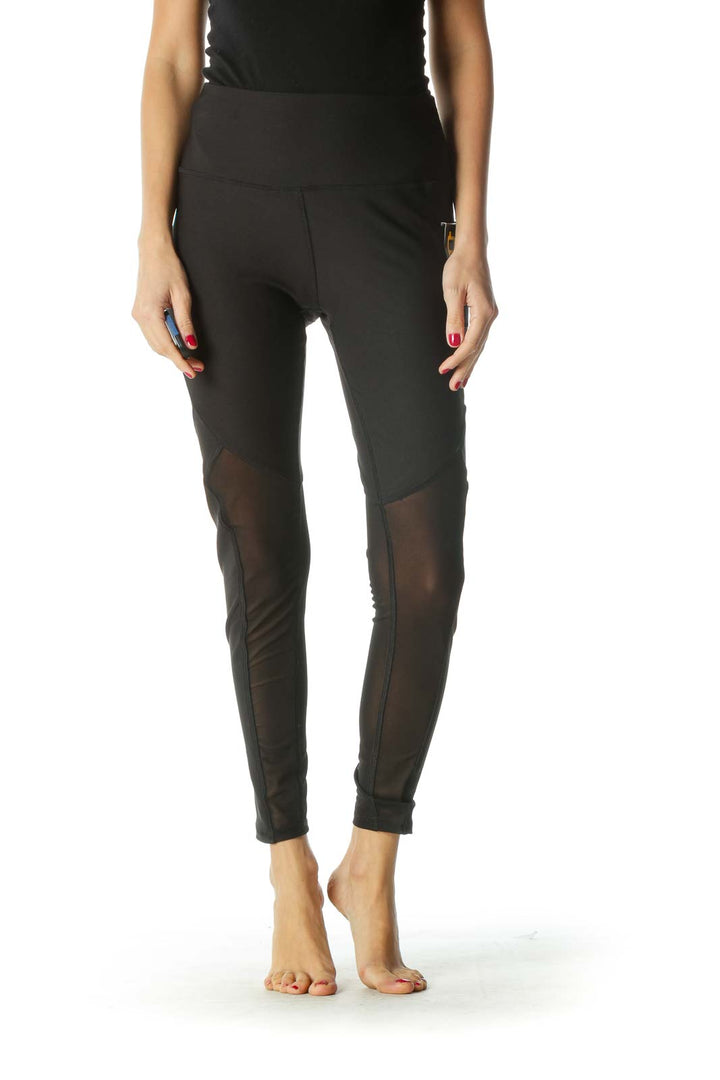 Black Sheer Detail Active Leggings