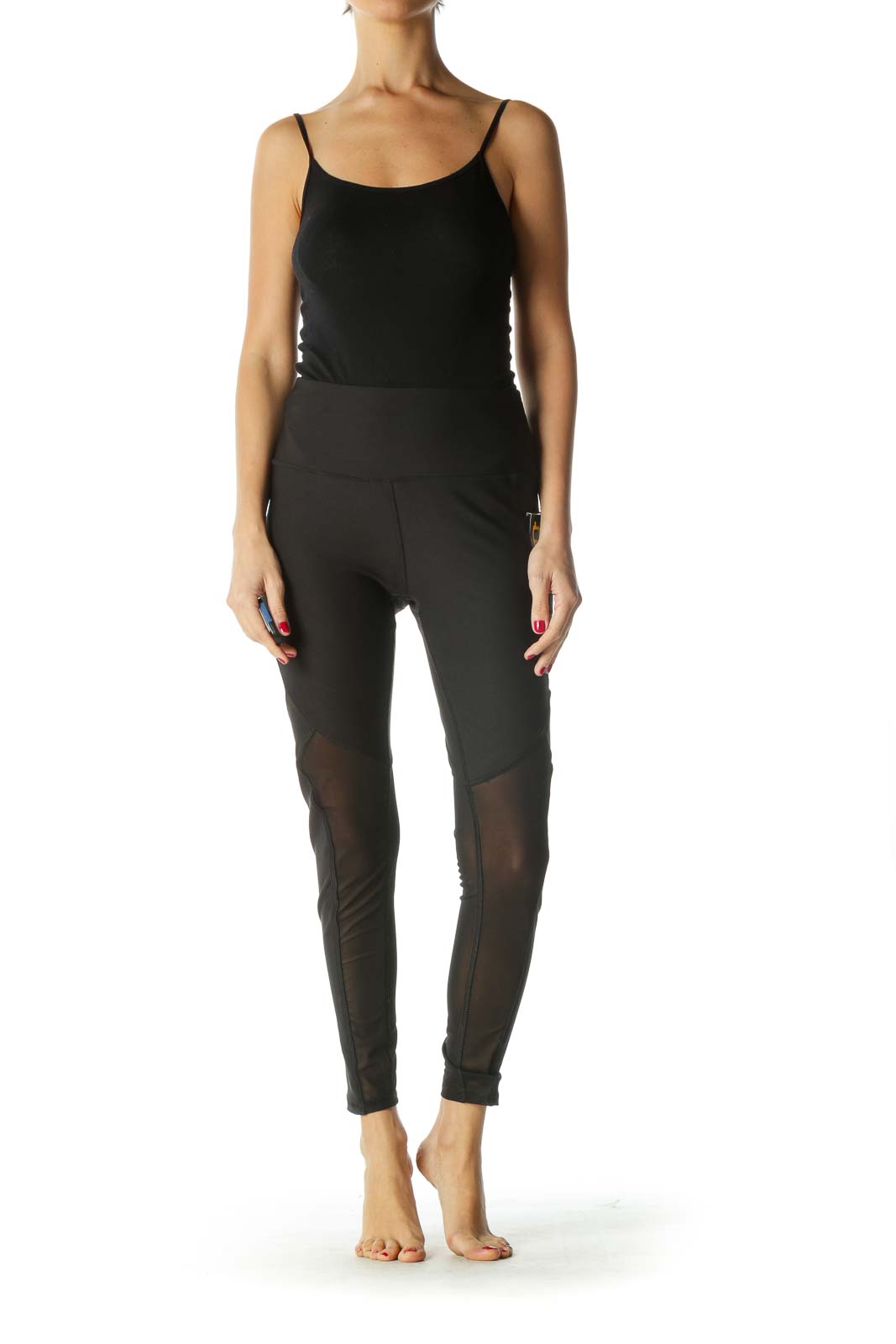 Black Sheer Detail Active Leggings