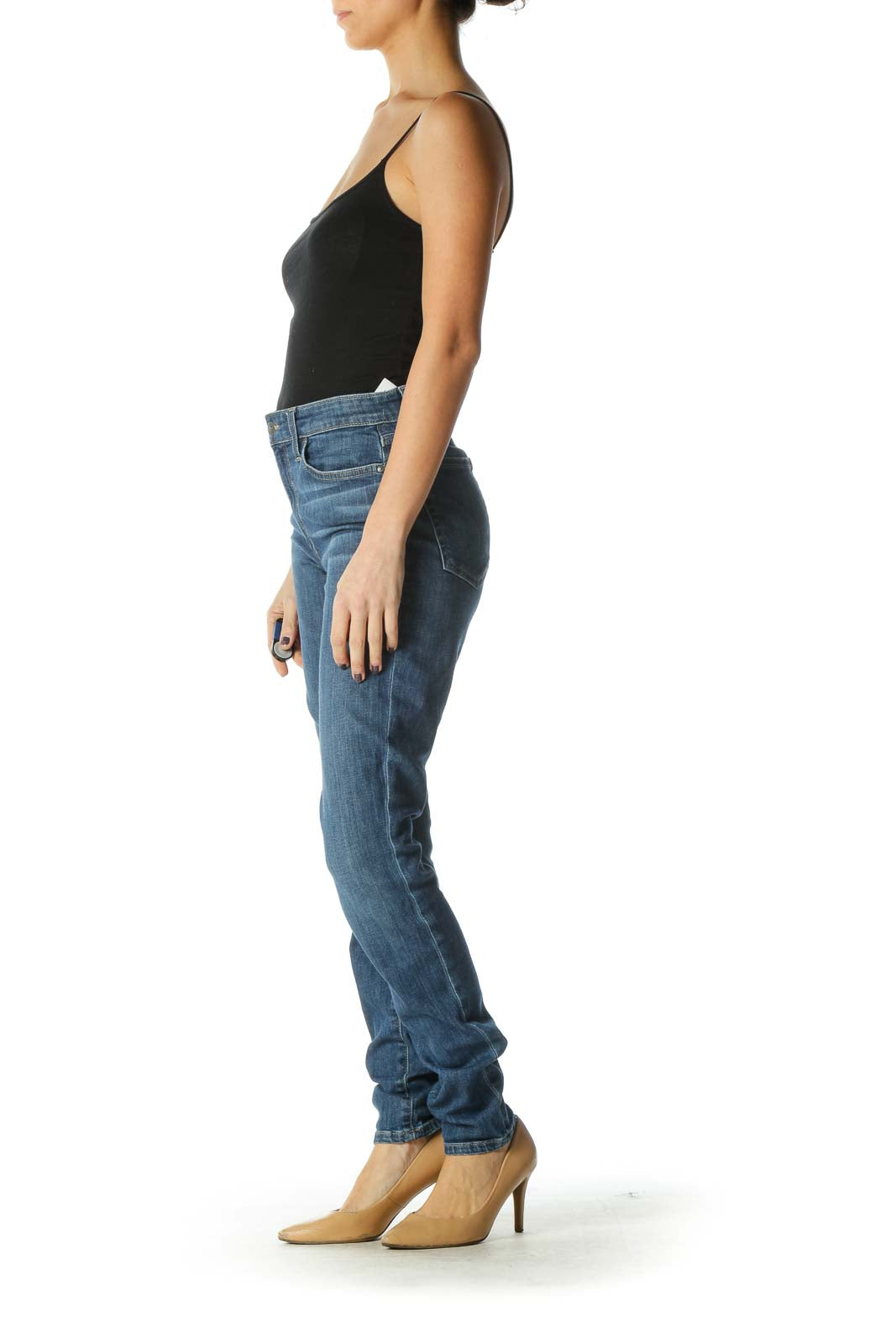 Blue Casual Straight Leg Jeans