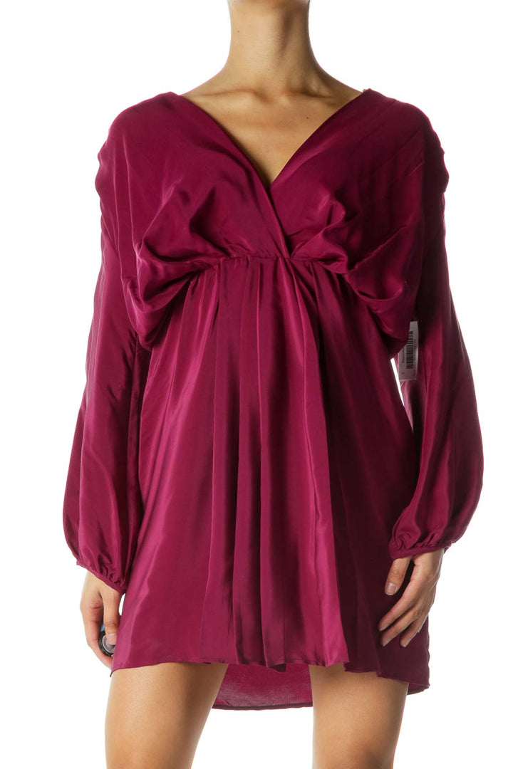 Purple Silk V-neck Dress